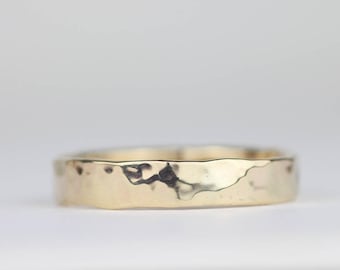 Mens Wedding Band. Hammered 9ct Gold Ring. Modernist Jewelry. Rustic Wedding. Wide. Thumb Ring. Handmade Jewellery. Bohemian. Unique.