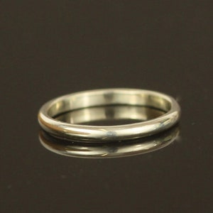 9ct White Gold Slim 2mm Half Round Wedding Ring. Womens Recycled Gold Wedding Band