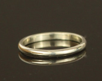 9ct White Gold Slim 2mm Half Round Wedding Ring. Womens Recycled Gold Wedding Band