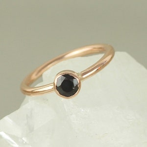 Black Sapphire 9ct Rose Gold Engagement Ring. Recycled Gold Solitaire Ring. Gothic Engagement Ring image 1