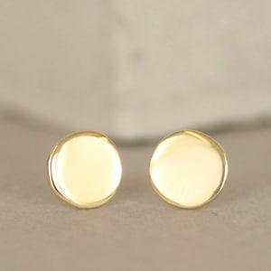18k Recycled Gold Sun Stud Earrings. 18ct Real Gold Large Disc Studs image 1