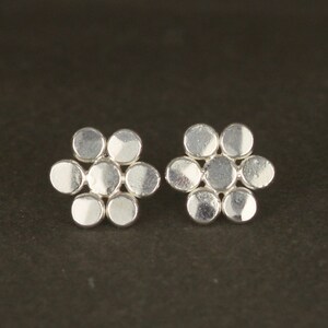 Silver Daisy Flower Stud Earrings image 1