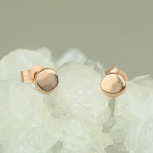 Dainty 9ct Rose Gold Stud Earrings. Recycled Solid Gold Jewellery. Petite Minimalist Earrings. Special Gift For Her image 1