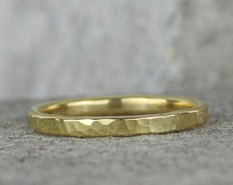 18ct Gold Wedding Ring. Recycled Gold. Hammered Ring. Rustic Wedding. Eco Friendly Jewelry. Wedding Bands Women. Gold Stacking Rings.