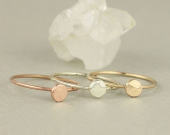 9ct Gold Skinny Stacking Ring Set. Rose White Yellow Gold Tricolour Ring