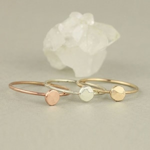 9ct Gold Skinny Stacking Ring Set. Rose White Yellow Gold Tricolour Ring