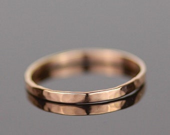 9ct Rose Gold Dainty Hammered Wedding Ring