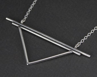 Sterling Silver Triangle Necklace. Earth Necklace. Pyramid. Geometric Jewelry. Symbolic Jewelry. Alchemy Necklace. Triangle Jewelry