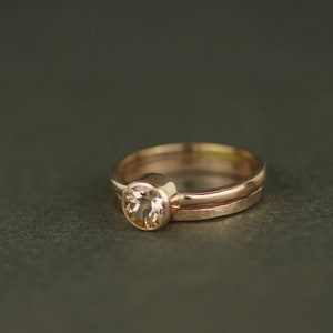 Morganite Recycled 9ct Solid Rose Gold Engagement Ring. 6mm Round Peach Gemstone Real Gold Stacking Ring image 5