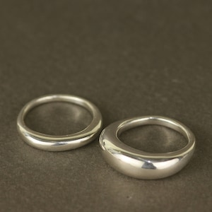 Triple Stacked Solid Silver Bombe Rings. Recycled Sterling Silver Stacking Rings image 5