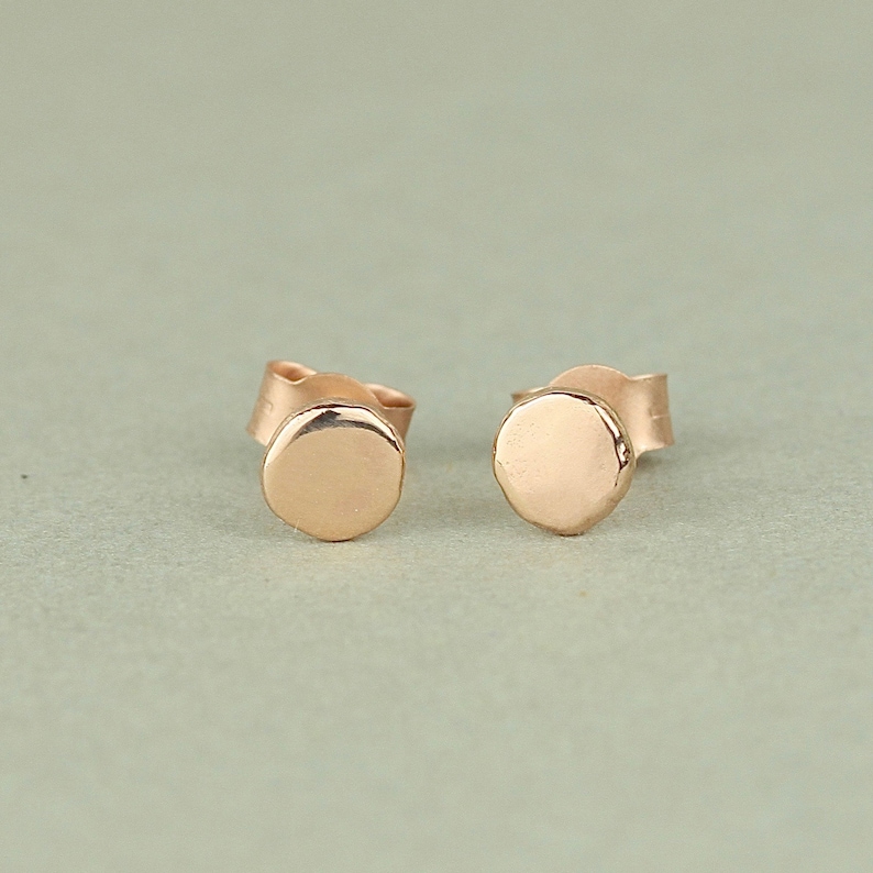Dainty 9ct Rose Gold Stud Earrings. Recycled Solid Gold Jewellery. Petite Minimalist Earrings. Special Gift For Her image 4