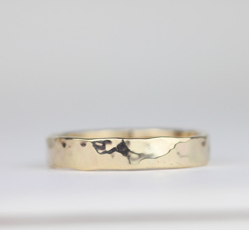 UK Shop Boho Bridal Jewelry 9ct White Gold Wedding Band Rustic Wedding Hammered Gold Ring Skinny Gold Ring Stacking Rings