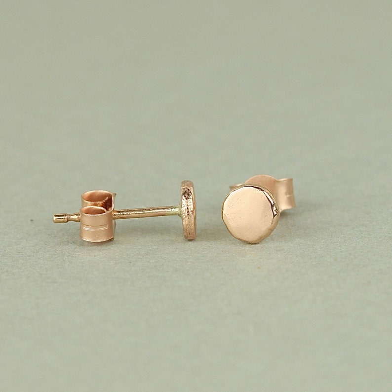 Dainty 9ct Rose Gold Stud Earrings. Recycled Solid Gold Jewellery. Petite Minimalist Earrings. Special Gift For Her image 6