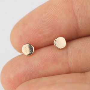 Dainty 9ct Rose Gold Stud Earrings. Recycled Solid Gold Jewellery. Petite Minimalist Earrings. Special Gift For Her image 9