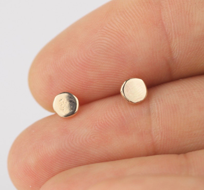 Dainty 9ct Rose Gold Stud Earrings. Recycled Solid Gold Jewellery. Petite Minimalist Earrings. Special Gift For Her image 9