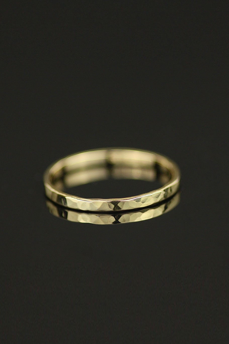 18ct Gold Dainty Ring. Unique Wedding Band. Hammered Ring. Etsy