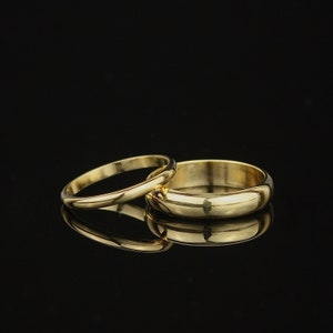 18 Karat Gelbgold Herren Ehering. 4mm breit Schlichte D-Form gewölbter Ehering. Recycelter Schmuck Bild 8