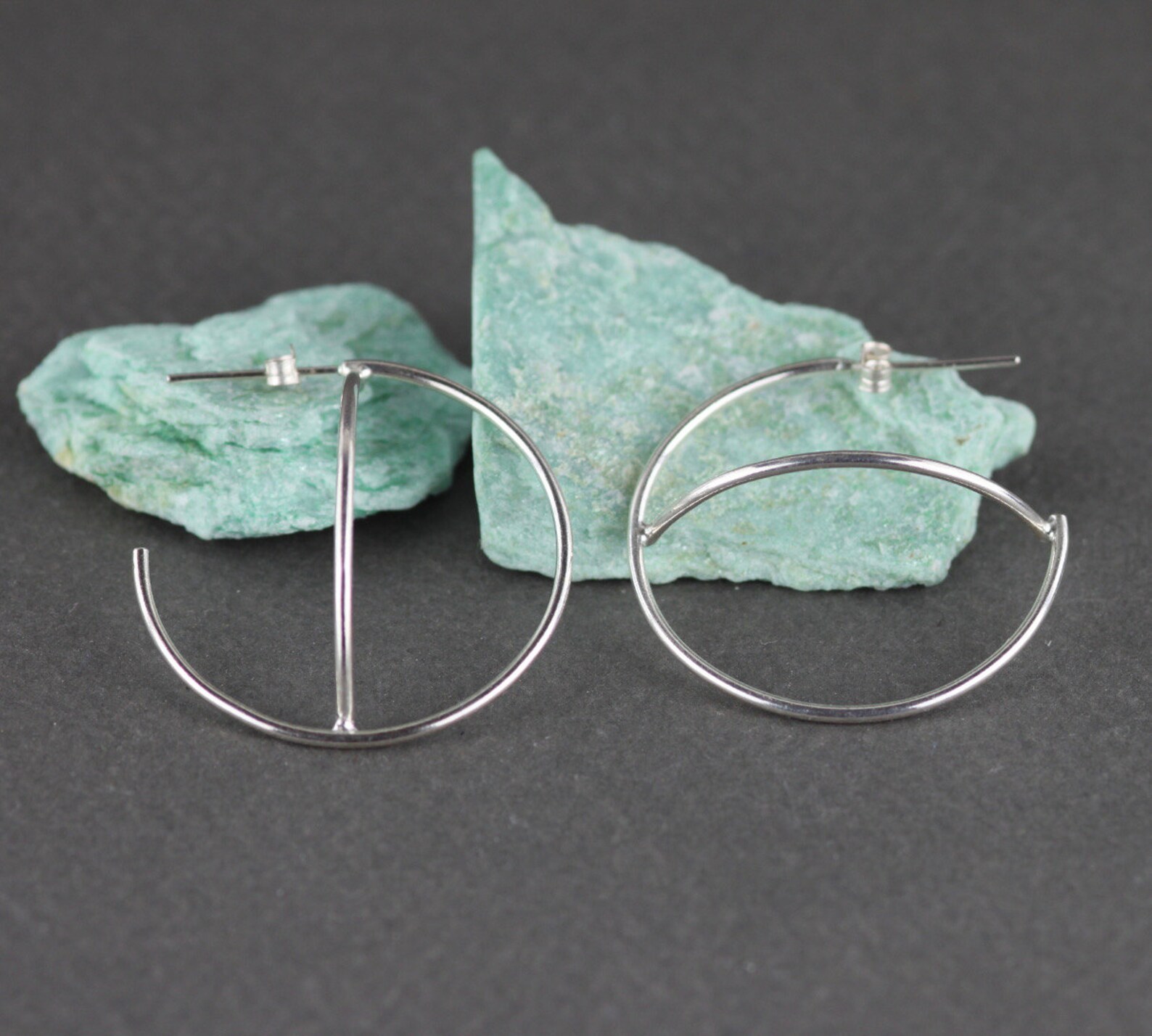 Katie Studded Metal Statement Hoop Earrings in Satin Silver main image 0