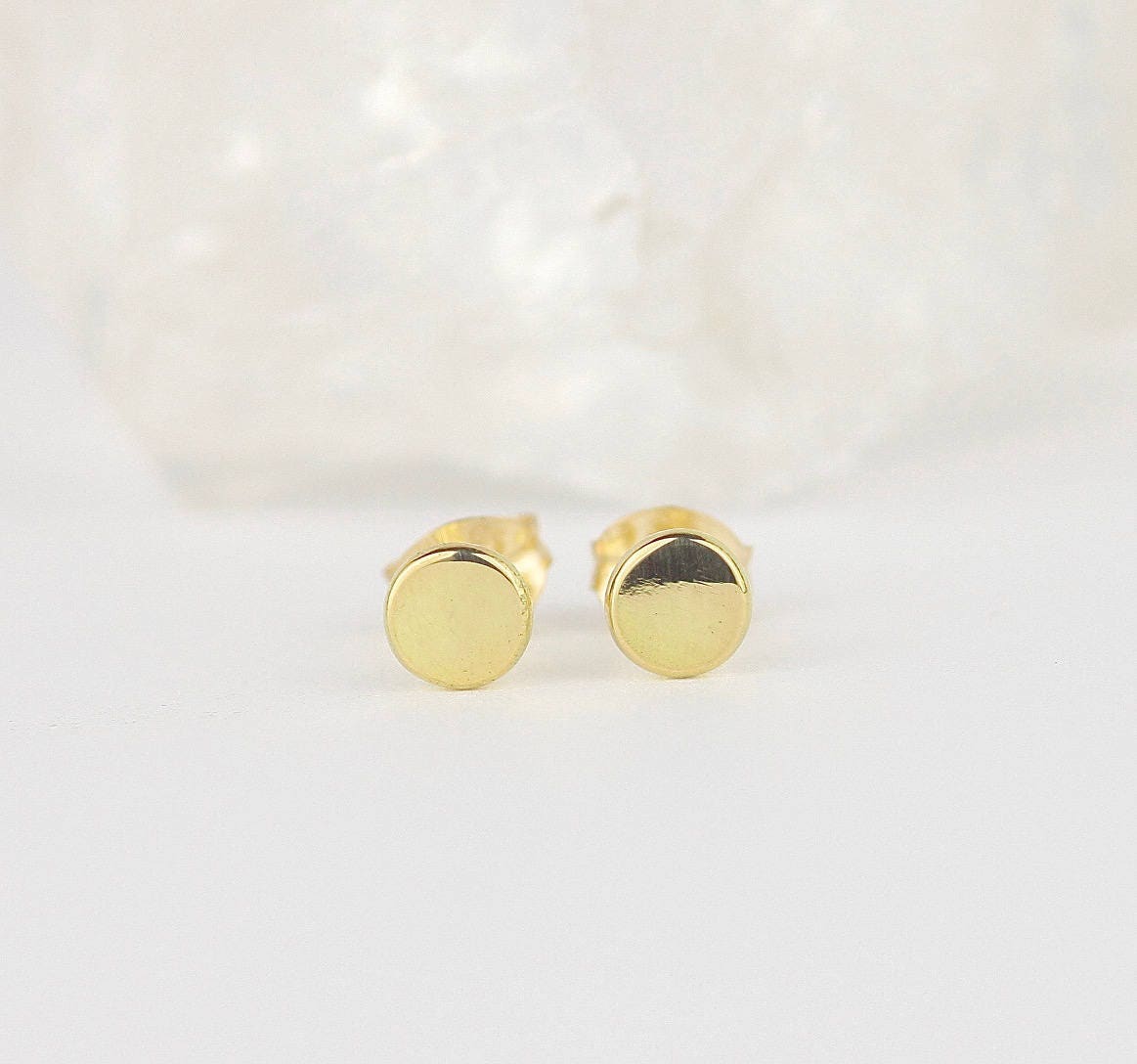 Dainty 18ct Gold Stud Earrings. Minimal Delicate Studs. Small | Etsy