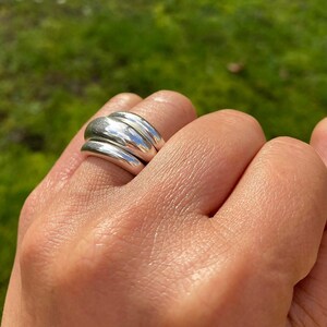 Triple Stacked Solid Silver Bombe Rings. Recycled Sterling Silver Stacking Rings image 3