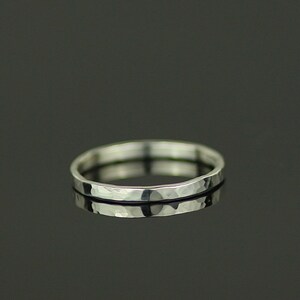 Recycled 9ct White Gold Matching Wedding Rings. Rustic Hammered Wedding Band Set. Boho His and Hers Rings image 5