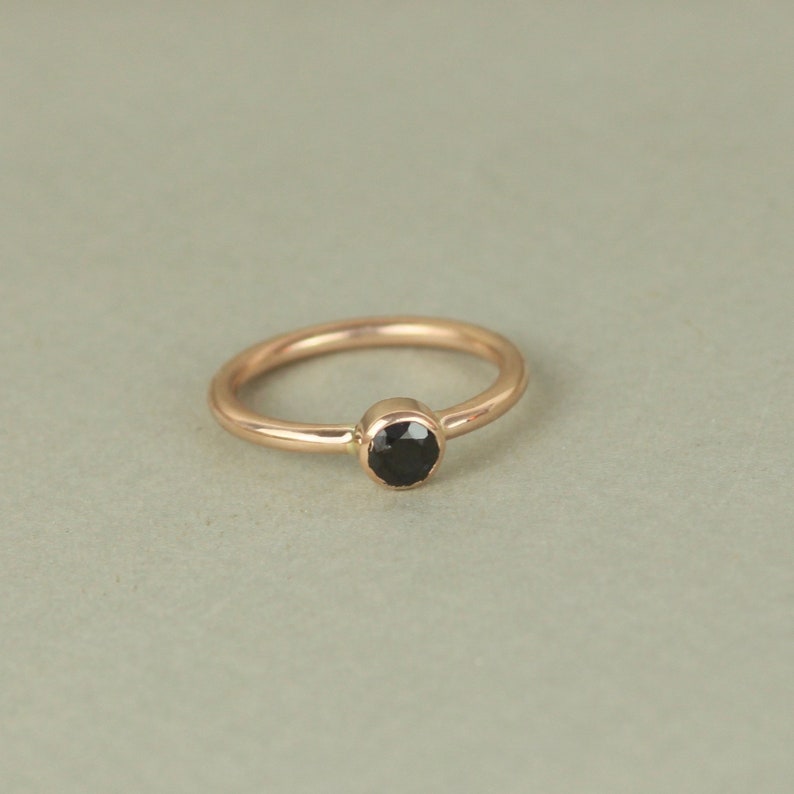 Black Sapphire 9ct Rose Gold Engagement Ring. Recycled Gold Solitaire Ring. Gothic Engagement Ring image 5