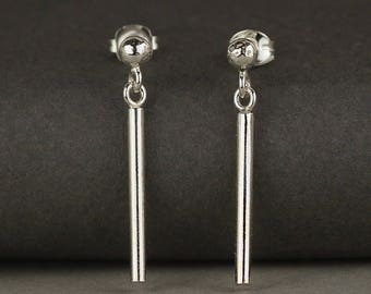 Pendientes mínimos Pendientes de línea de plata Pendientes de línea Joyería minimalista Pendientes colgantes Boho Regalo esposa