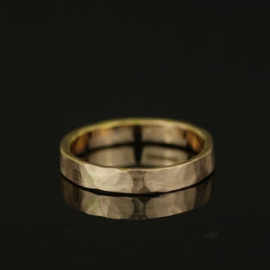 Recycled 18ct Rose Gold Mens Wedding Band. Chunky Hammered 4mm Wide Wedding Ring. image 3