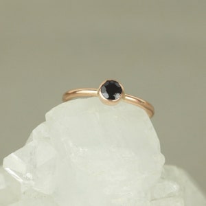 Black Sapphire 9ct Rose Gold Engagement Ring. Recycled Gold Solitaire Ring. Gothic Engagement Ring image 4