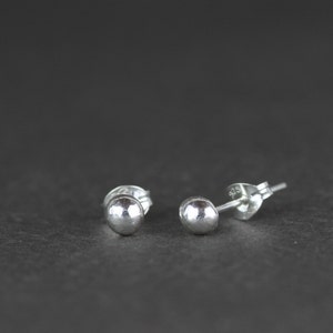 Minimalist Silver Tiny Stud Earrings. Dainty Simple Jewellery image 4