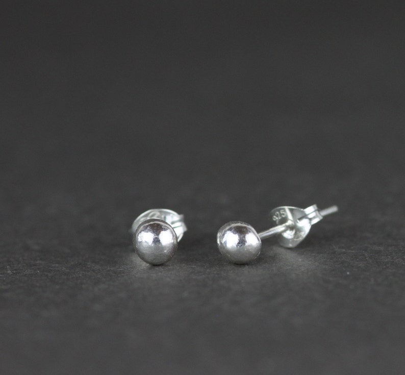 Minimalist Silver Tiny Stud Earrings. Dainty Simple Jewellery image 4