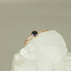 Black Sapphire 9ct Rose Gold Engagement Ring. Recycled Gold Solitaire Ring. Gothic Engagement Ring image 3