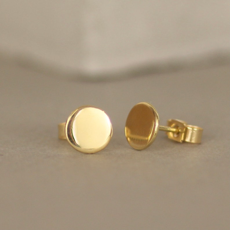 18k Recycled Gold Sun Stud Earrings. 18ct Real Gold Large Disc Studs image 3