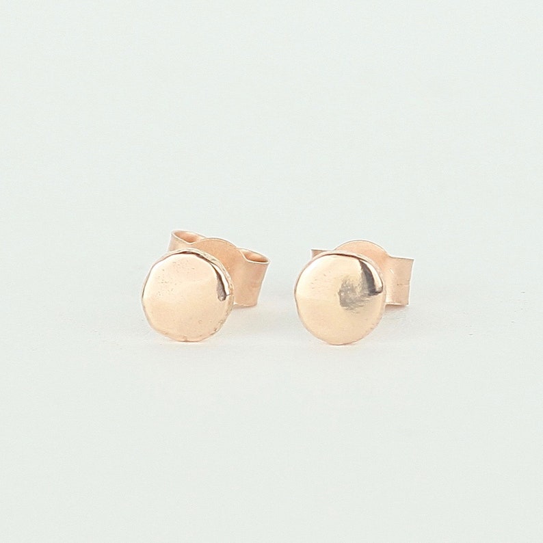 Dainty 9ct Rose Gold Stud Earrings. Recycled Solid Gold Jewellery. Petite Minimalist Earrings. Special Gift For Her image 5