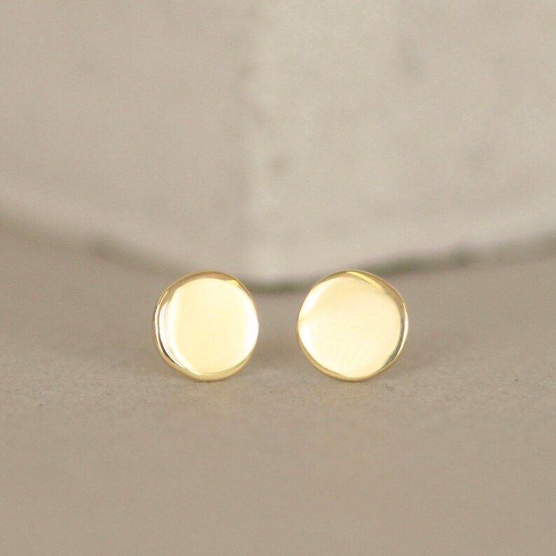 18k Recycled Gold Sun Stud Earrings. 18ct Real Gold Large Disc Studs image 1