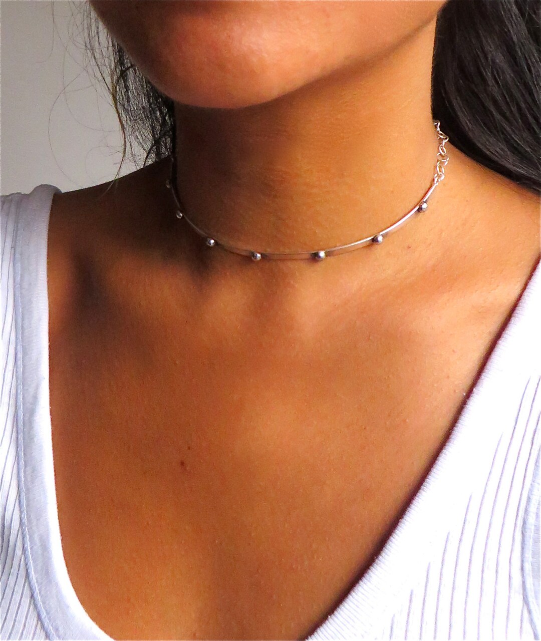 Silver Choker Necklace. Studded Choker. Statement Choker. Etsy