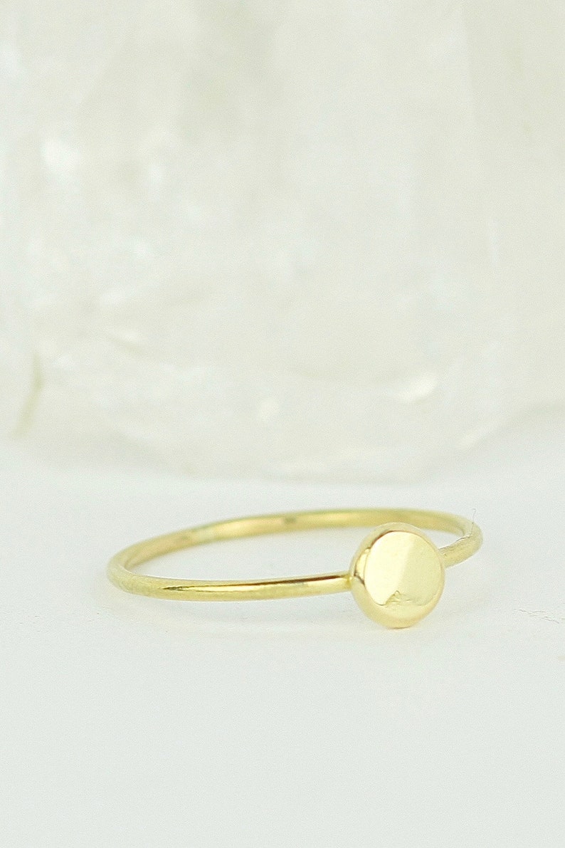 Simple Disc Band Recycled 18k Gold Dainty Stacking Ring Unique Eco Friendly Ring Fine Sun Jewellery.