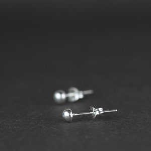 Minimalist Silver Tiny Stud Earrings. Dainty Simple Jewellery image 3