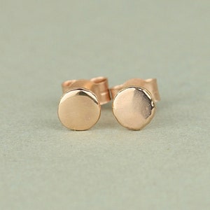 Dainty 9ct Rose Gold Stud Earrings. Recycled Solid Gold Jewellery. Petite Minimalist Earrings. Special Gift For Her image 3