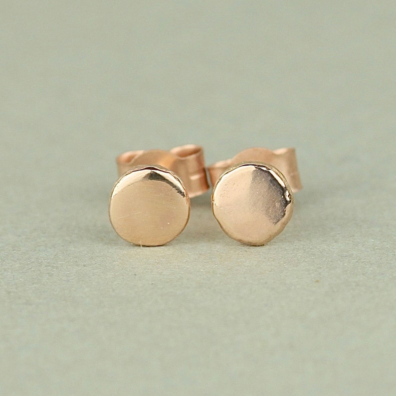 Dainty 9ct Rose Gold Stud Earrings. Recycled Solid Gold Jewellery. Petite Minimalist Earrings. Special Gift For Her image 3