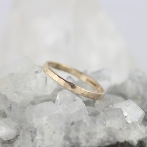 Hammered Gold Wedding Ring. Wedding Bands Women. Gold Stacking Rings. Skinny. 9ct Gold. Handmade Jewellery. Boho wedding ring. Dainty. image 4