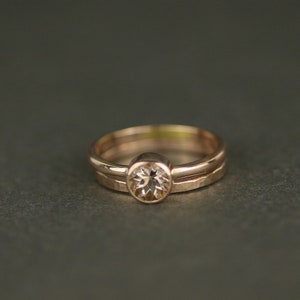Morganite Recycled 9ct Solid Rose Gold Engagement Ring. 6mm Round Peach Gemstone Real Gold Stacking Ring image 4