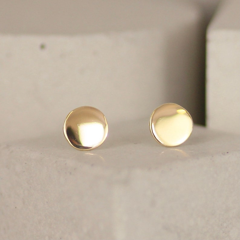 18k Recycled Gold Sun Stud Earrings. 18ct Real Gold Large Disc Studs image 4