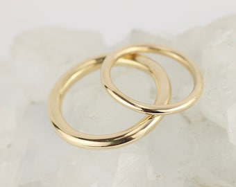 9ct Gold Matching His and Hers Wedding Ring Set. Simple Halo Wedding Bands. Solid Gold Ring