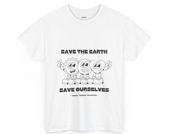 Vintage Retro Unisex Tee "Save The Earth Save Ourselves" Pangea Genesis Collectie