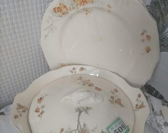 Art deco Alfred meakin tureen and plate marigold design