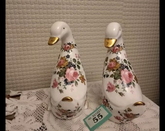 Fenton China Floral Duck Figures