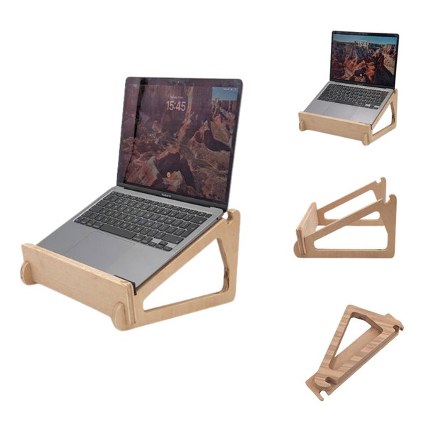 Laptop Stand - Compact, Lightweight Design Ergonomic Desk Accessory for Improved Posture Durable & Eco-Friendly Computer Holder Hardwood