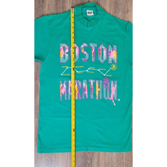 Vtg 1990s Boston Marathon Size L Green Single Sti… - image 7