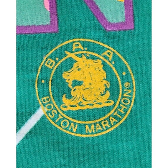 Vtg 1990s Boston Marathon Size L Green Single Sti… - image 3